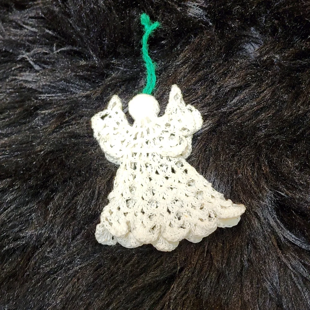 Vintage Hand Crocheted Angel Christmas Ornament